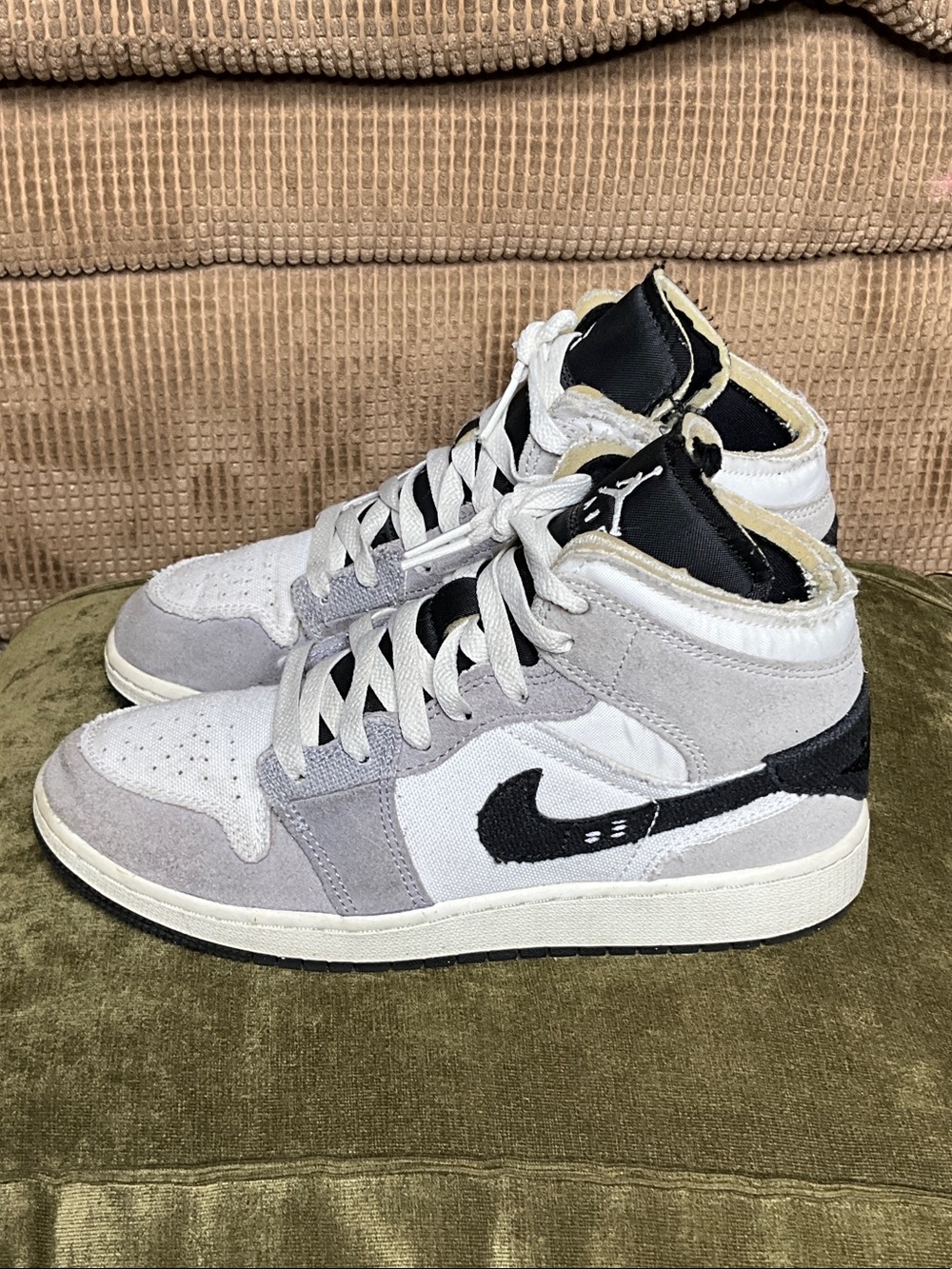 Air Jordan Gray and Black High-Top Women's Sneakers size 5.5Y